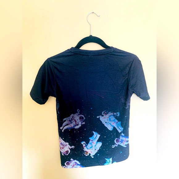 Hype Boys Black Space Astronauts Speckle Fade Print Short Sleeve T-Shirt - Picture 2 of 3